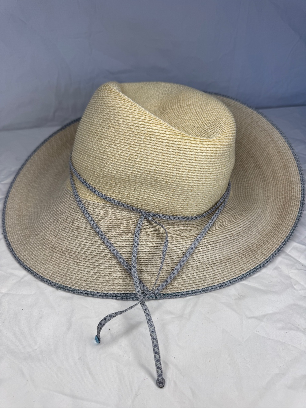 Patricia Underwood Wide Brim Straw Sun Hat with Contrast Trim